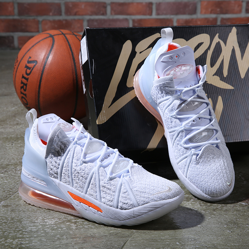2020 Men Nike Lebron James 18 White Orange Basketball Shoes